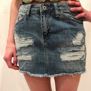 Star jean mini skirt